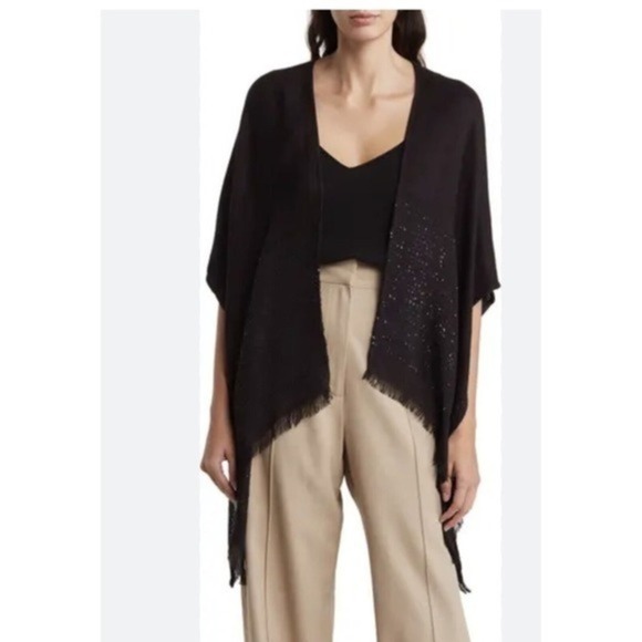 - Vince Camuto Lightweight Kimono Wrap Summer Cardigan Beach Coverup Black - Picture 1 of 6